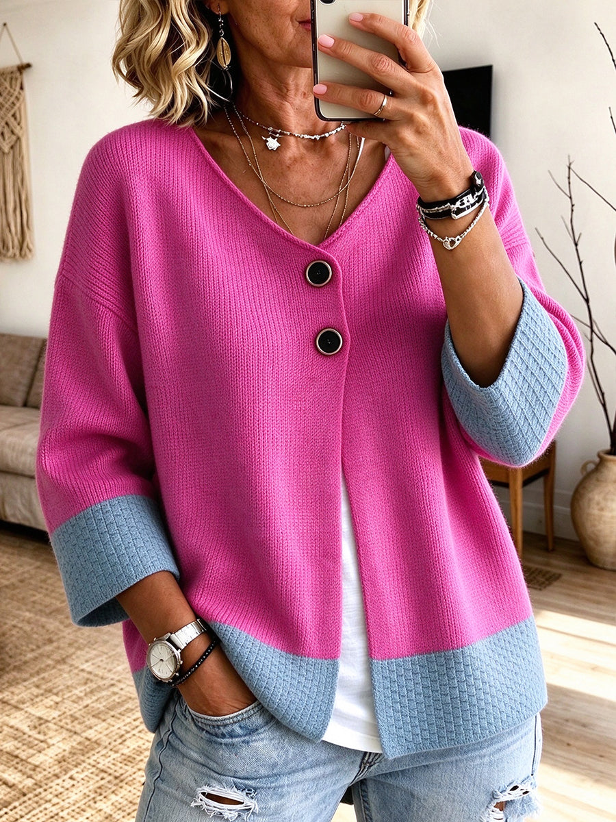Jennifer | Colorblock V-Neck Cardigan