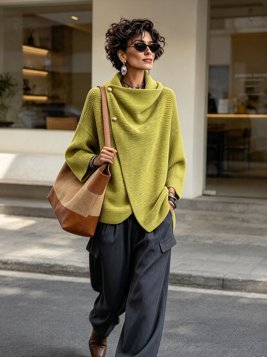 Electra | Asymmetric Cowl Neck Sweater