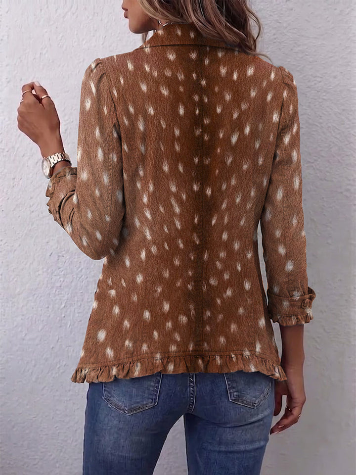 Felisa | Brown Spotted Ruffle Jacket