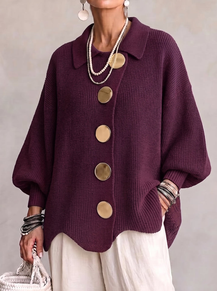 Isadora | Oversized Collared Cardigan With Button Details