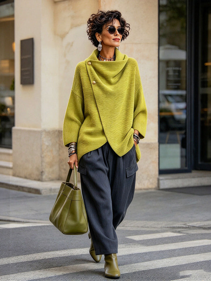 Electra | Asymmetric Cowl Neck Sweater