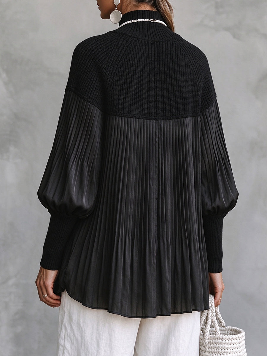 Nona | Pleated Mock Neck Pullover