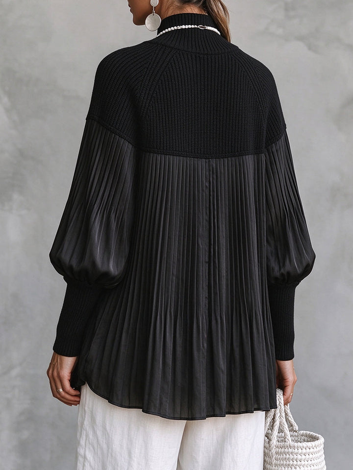 Nona | Pleated Mock Neck Pullover