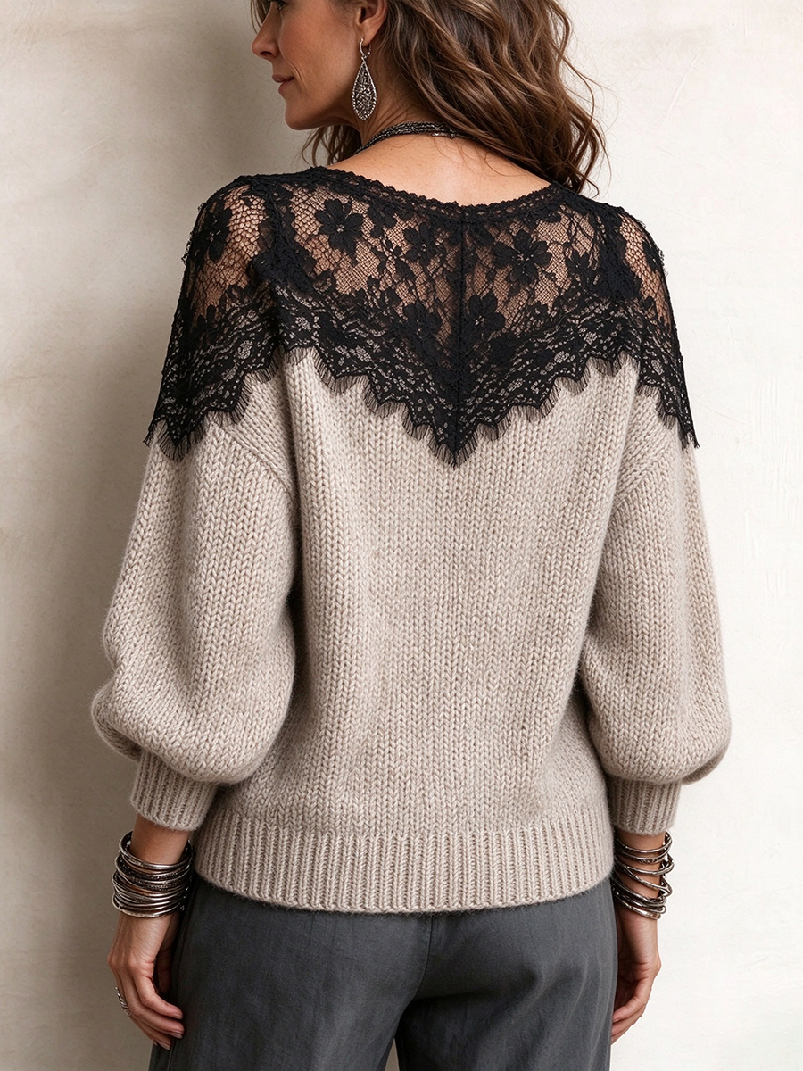 Felice | Lace Lantern Sleeve Sweater