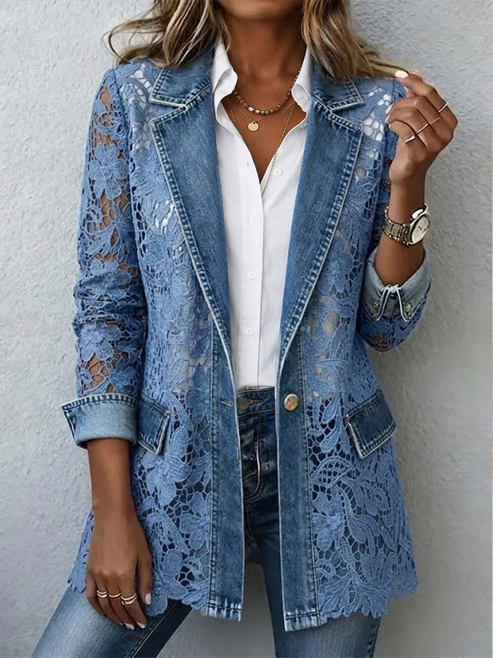 Elma | Blue Floral Lace Blazer