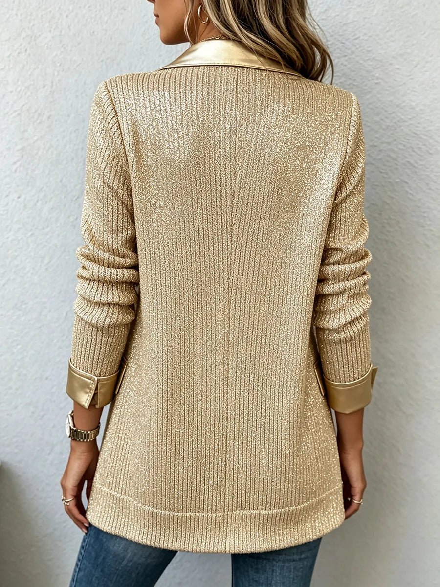 Irena | Gold Shimmer Ribbed Blazer