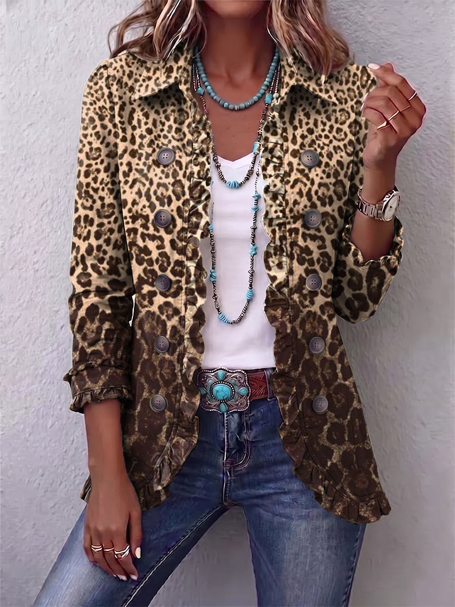 Belén | Leopard Ruffle Trim Jacket
