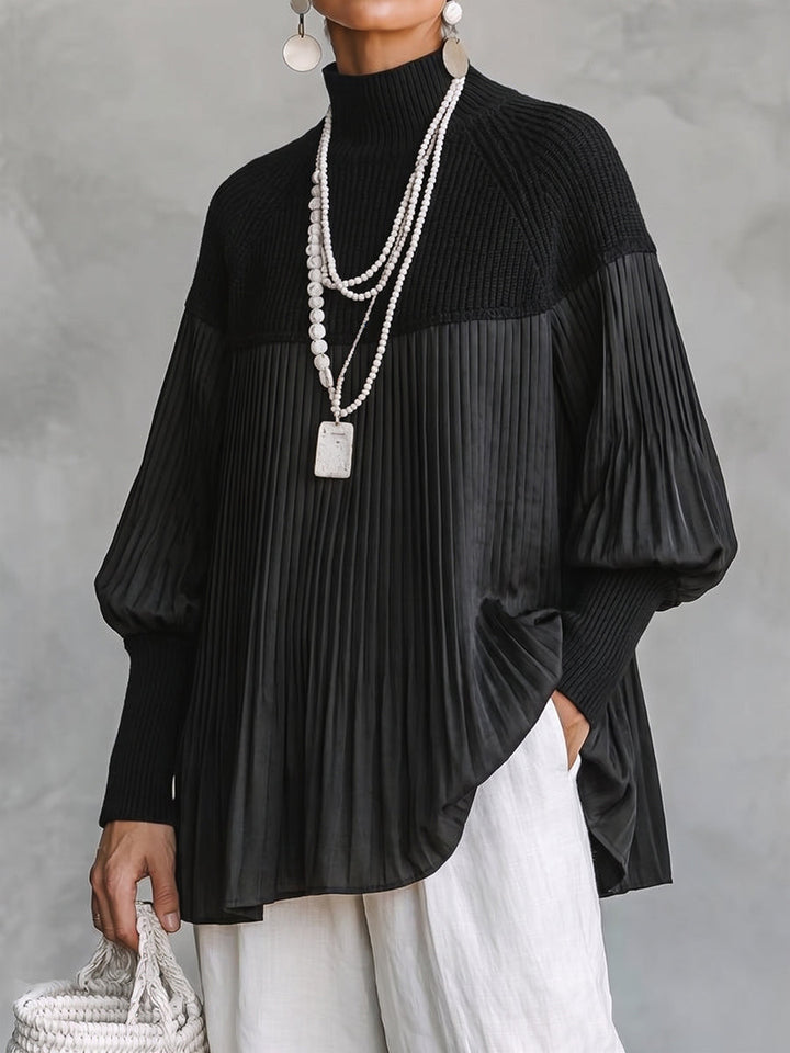 Nona | Pleated Mock Neck Pullover