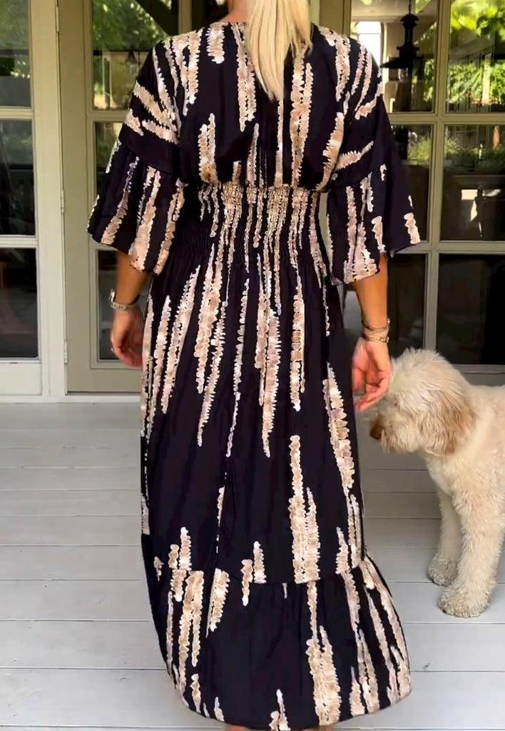 Macey – Printed V-Neck Maxi Dress