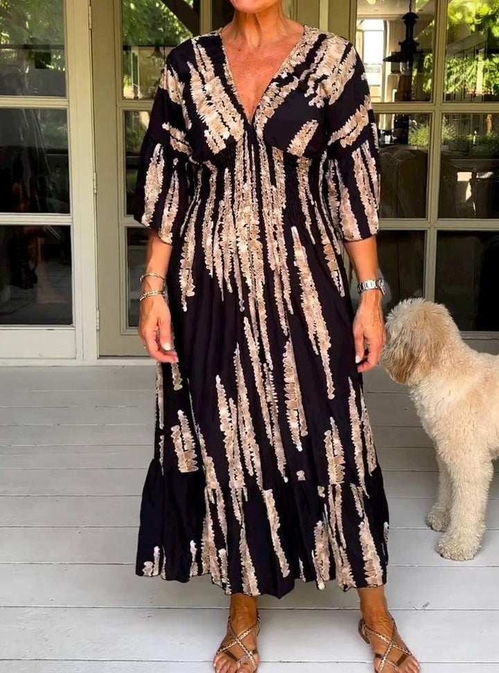 Macey – Printed V-Neck Maxi Dress