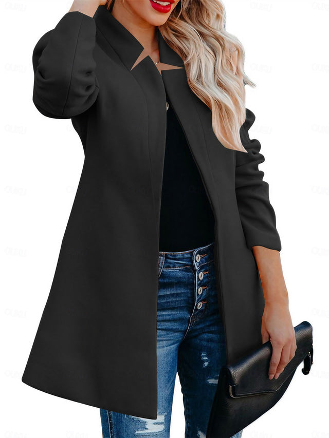 Helen – Longline Coat with Stand-Up Collar