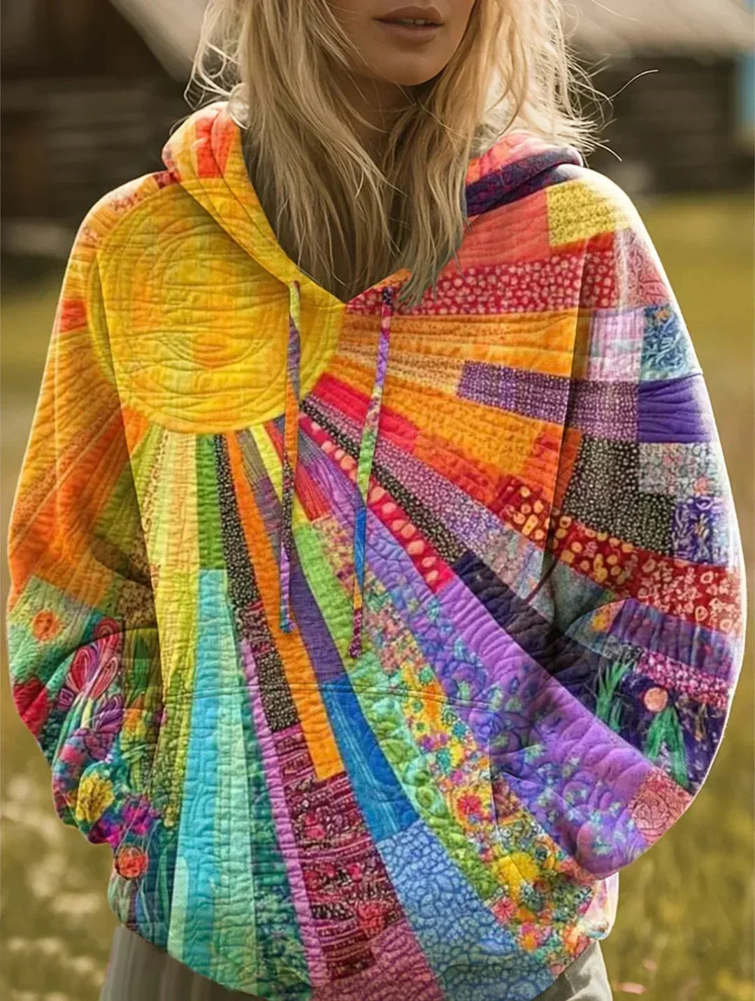 Dawn | Bohemian Multicolor Patchwork Hoodie