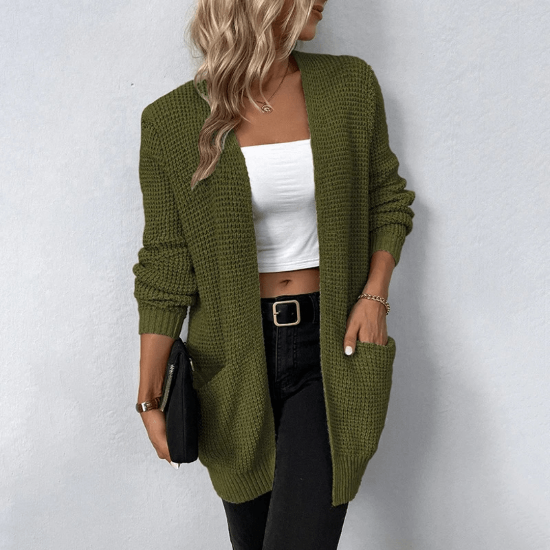 Julie – Open-Front Ribbed Cardigan