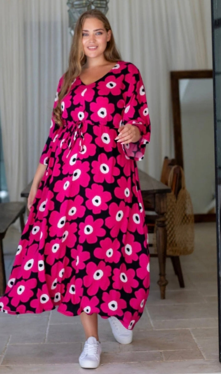Jella – Floral Maxi Dress with V-Neck