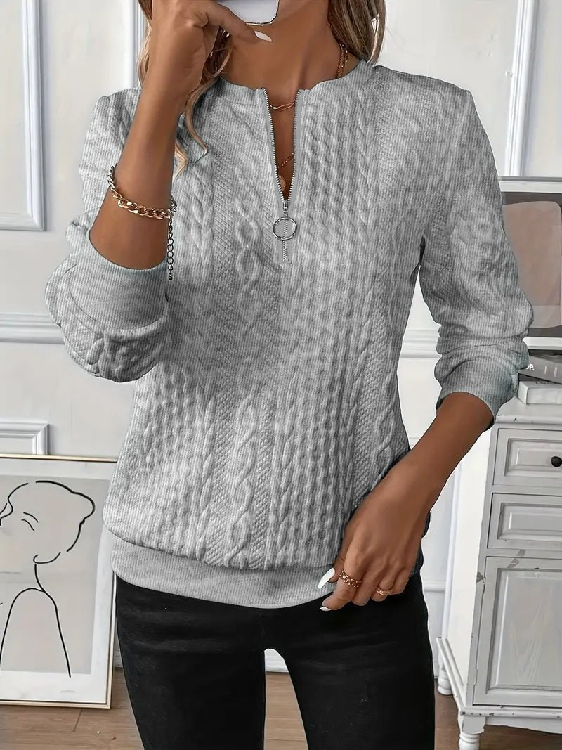 Karen – Quarter-Zip Textured Knit Pullover