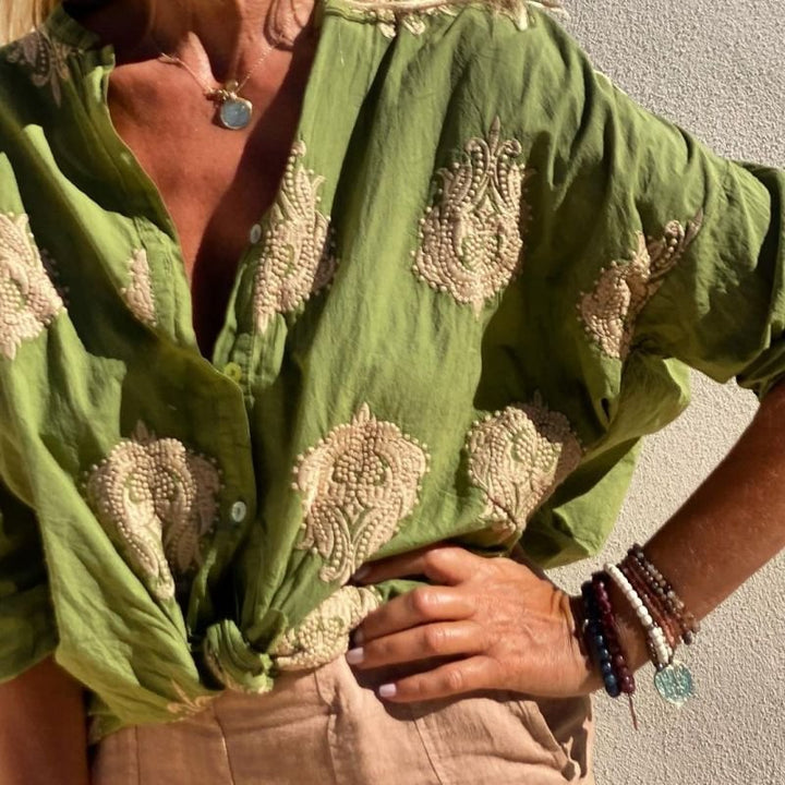 Mira – Relaxed Silk-Style Blouse