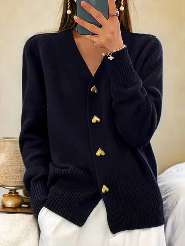 Eliana – Knit Cardigan with V-Neck Button Front