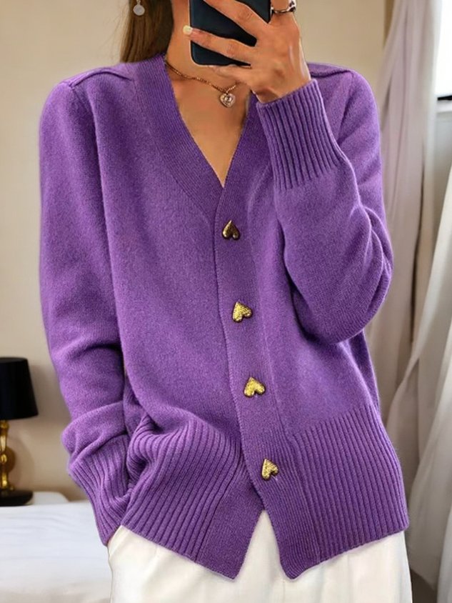 Eliana – Knit Cardigan with V-Neck Button Front