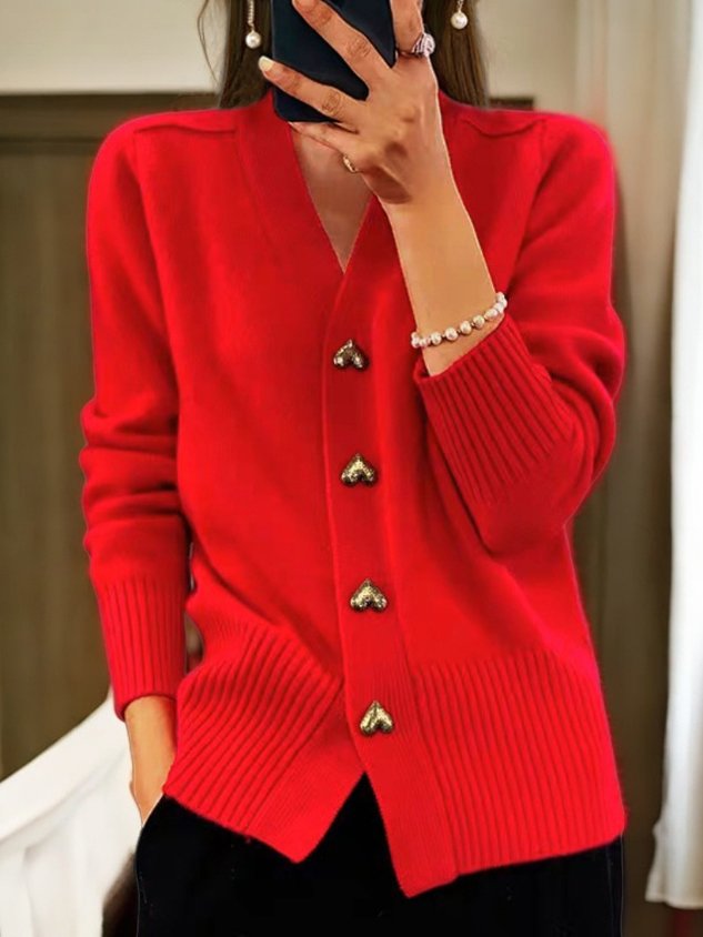 Eliana – Knit Cardigan with V-Neck Button Front