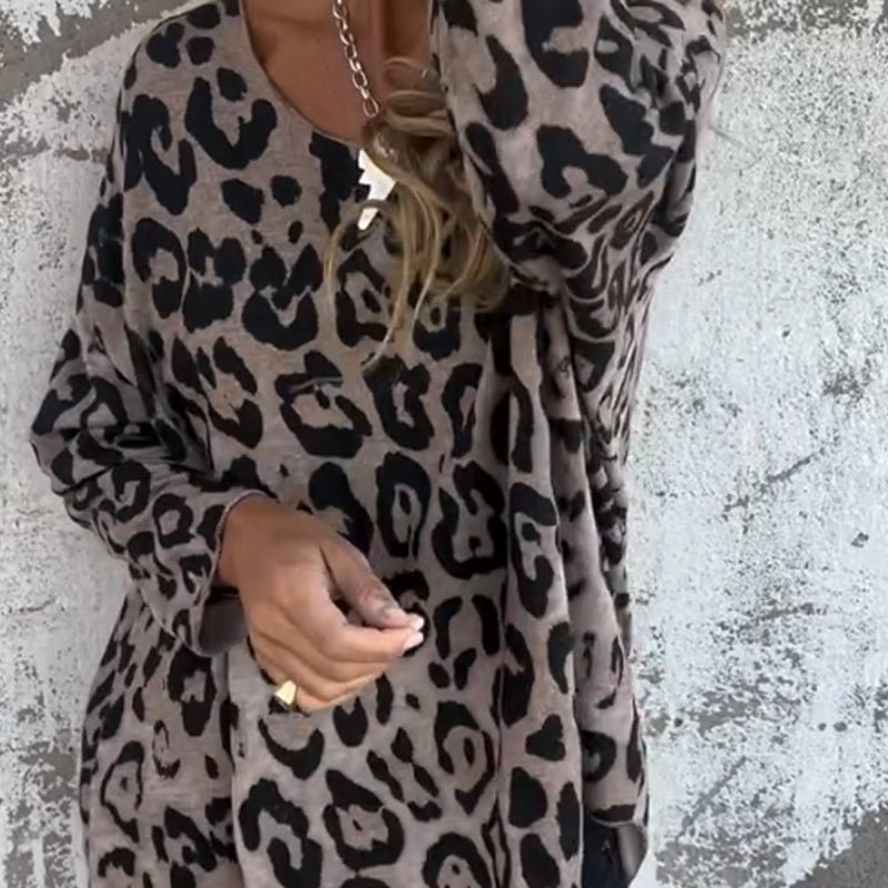 Lyka – Crew Neck Leopard Print Top