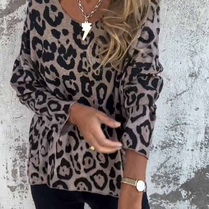 Lyka – Crew Neck Leopard Print Top