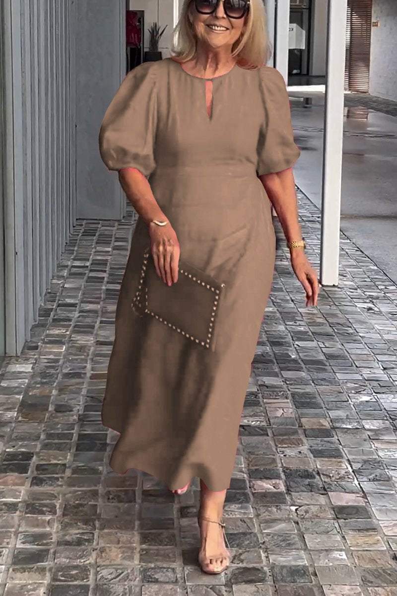 Natalia – Midi Dress with Puff Sleeves