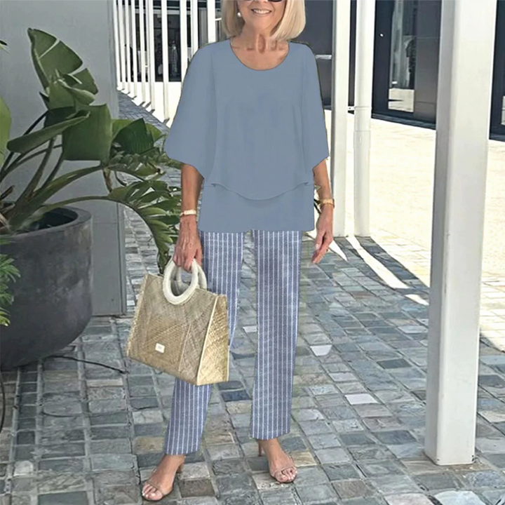 Megan – Printed Lounge Set with Half-Sleeve Top
