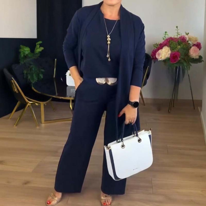 Nancy | Elegant 3-Piece Set Including Long Cardigan, Top, and Pants