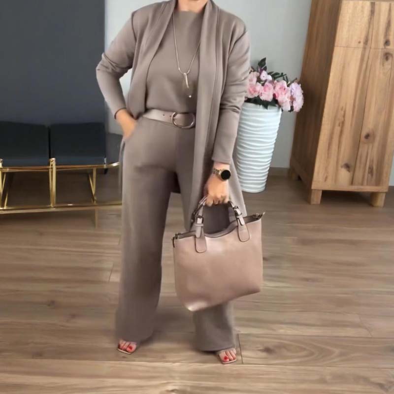 Nancy | Elegant 3-Piece Set Including Long Cardigan, Top, and Pants