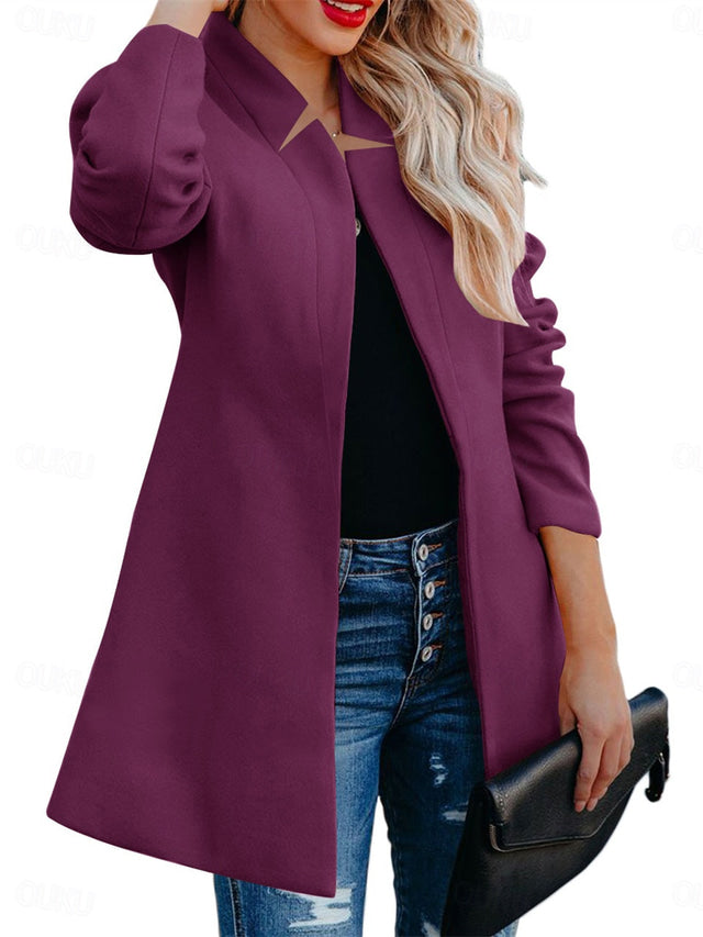 Helen – Longline Coat with Stand-Up Collar