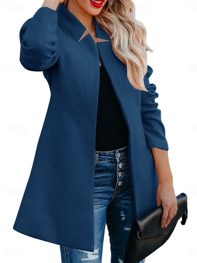 Helen – Longline Coat with Stand-Up Collar
