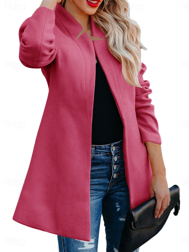 Helen – Longline Coat with Stand-Up Collar