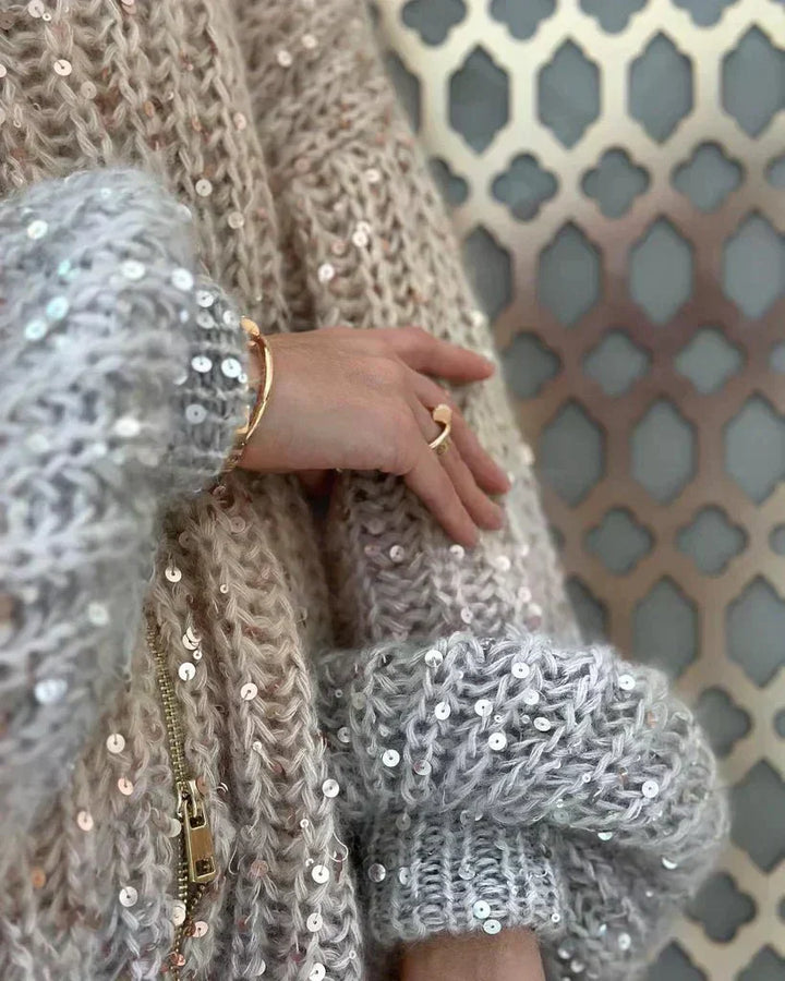 Caroline – Luxe Knit Cardigan with Shimmer Detail